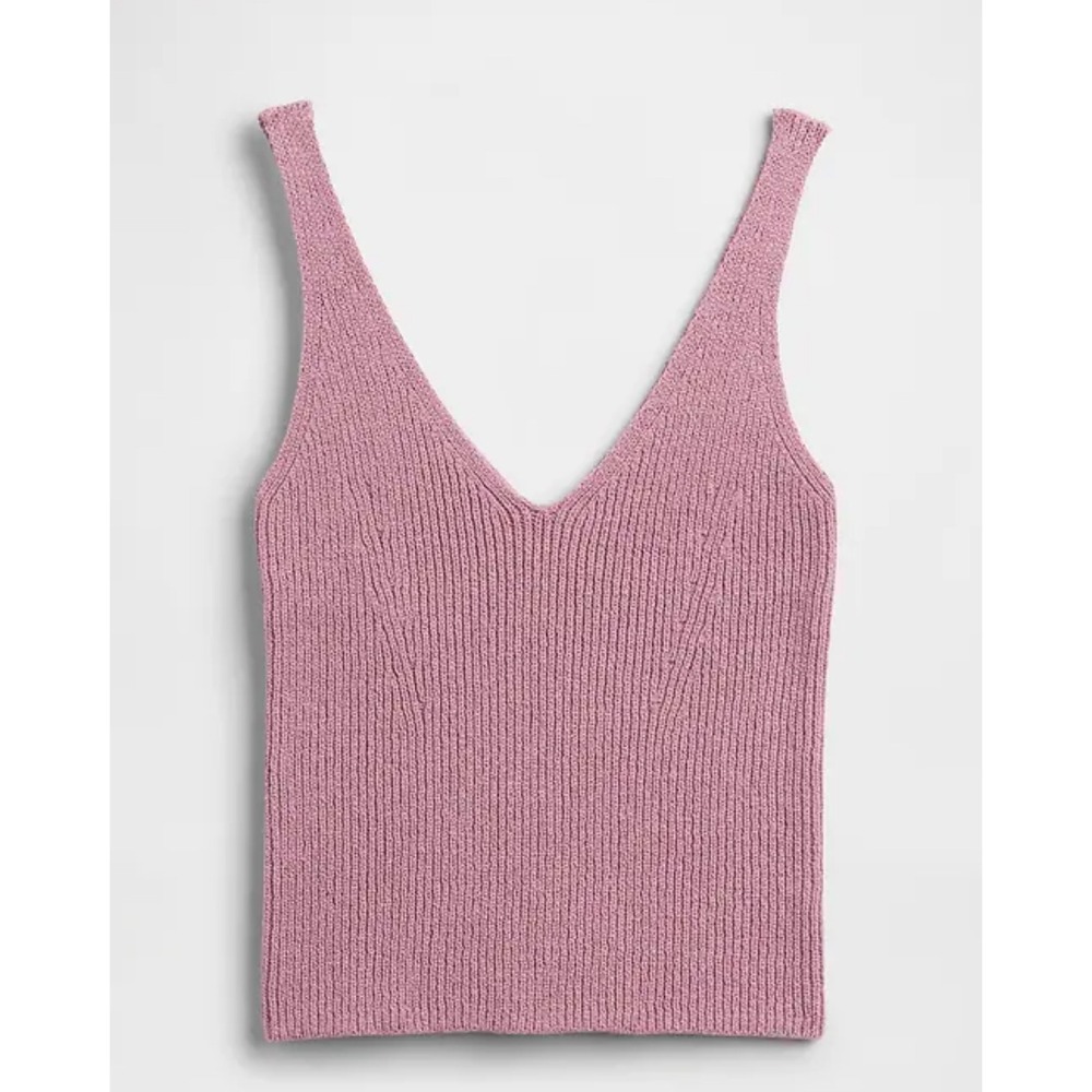 Old Navy Ribbed Boucle Sweater Tank Top V Neck  Dusty Rose XL Recycled Materials